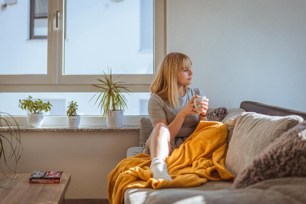 woman morning coffee quiet peaceful