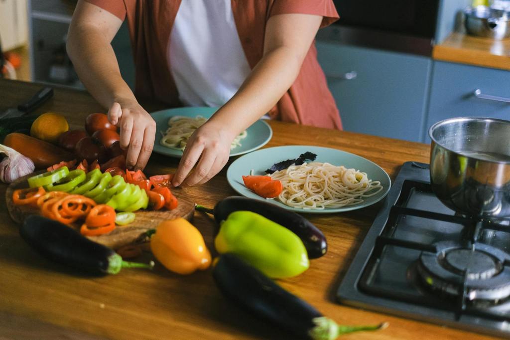 woman healthy meal preparation