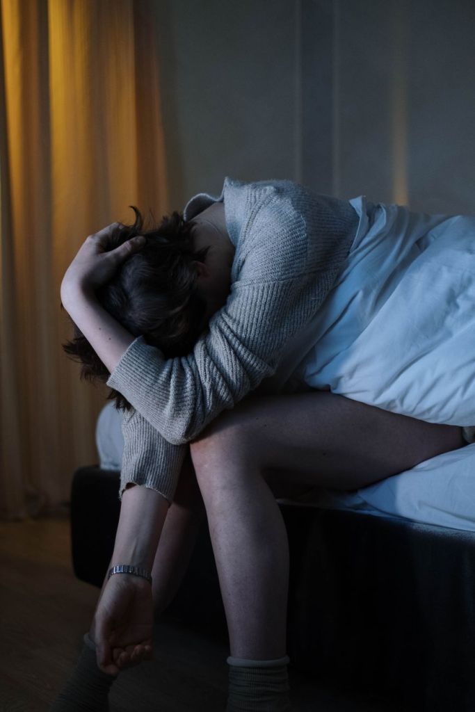 woman awake night tired